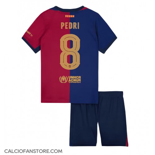 Maglia Calcio Barcelona Pedri Gonzalez #8 Prima Divisa Bambino 2024-25 Manica Corta (+ pantaloncini)